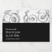 Einfache schwarz-weiße Pfirsiche Lebensmitteletikett (Einzelnes Label)