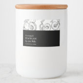 Einfache schwarz-weiße Pfirsiche Lebensmitteletikett (Vorderseite)