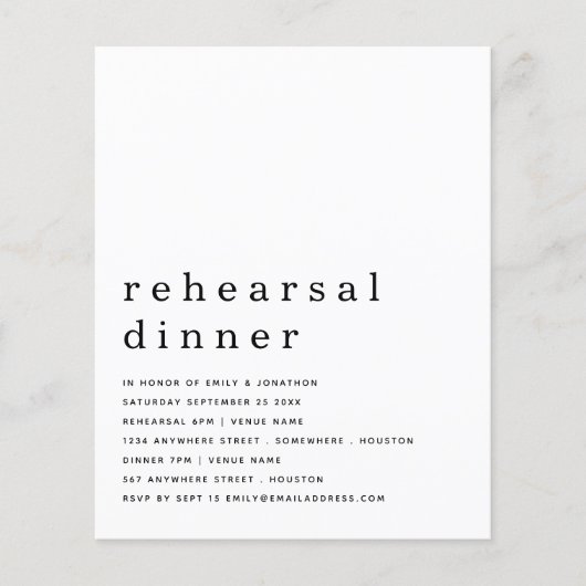 Einfache Schwarz-weiße Probe Einladung (Vorderseite)