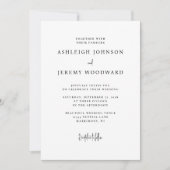 Einfache Schwarz-weiße QR Code Hochzeit Einladung (Vorderseite)