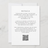Einfache Schwarz-weiße QR Code Hochzeit Einladung (Rückseite)