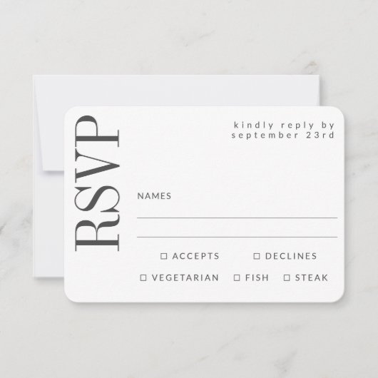 Einfache Schwarz-weiße QR-Code-Website RSVP Karte (Vorderseite)