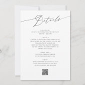 Einfache schwarz-weiße QR-Codes in einer Hochzeit Einladung (Rückseite)