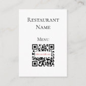 Einfache Schwarz-weiße Restaurant QR Code Menü Car (Rückseite)