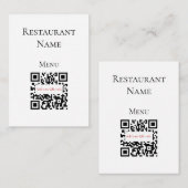 Einfache Schwarz-weiße Restaurant QR Code Menü Car (Vorne/Hinten)