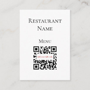 Einfache Schwarz-weiße Restaurant QR Code Menü Car