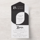 Einfache Schwarz-weiße Retro All In One Einladung (Innen)