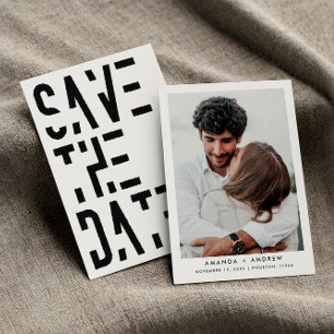 Einfache schwarz-weiße Retro-Streifen-Hochzeit der Save The Date