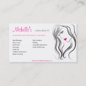 Einfache Schwarz-weiße Rosa Haarstyling Moderne Visitenkarte (Vorderseite)
