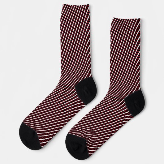 Einfache Schwarz-weiße rote Streifen Muster Abstra Socken (Linkes Detail)