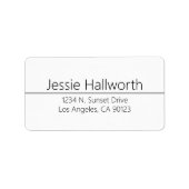 Einfache Schwarz-weiße Rücksendeadresse Adressaufkleber (Vorne)