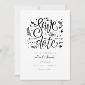 Einfache schwarz-weiße Rustikalschrift Save the Da Einladung (Vorderseite)