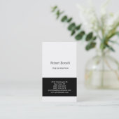 Einfache Schwarz-weiße Schlichte Geschäftskarte Visitenkarte (Stehend Vorderseite)