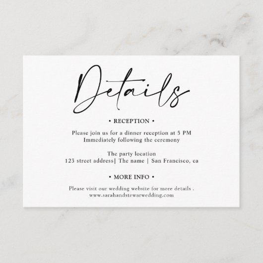 Einfache Schwarz-weiße Schriftzeichen Begleitkarte (Vorderseite)