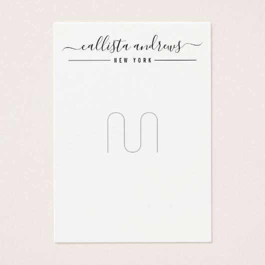 Einfache Schwarz-weiße Script-Brooch-Display-Karte (Vorderseite)