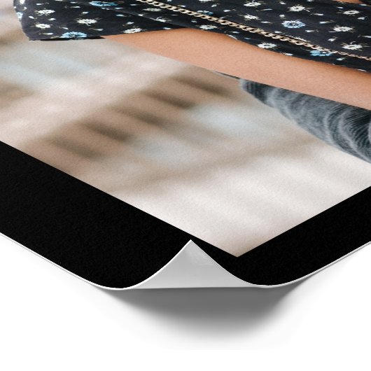 Einfache Schwarz-weiße Script Foto Begrüßung Poster (Ecke)