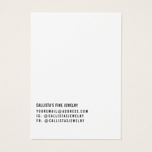 Einfache Schwarz-weiße Script-Nekklassekarte (Rückseite)