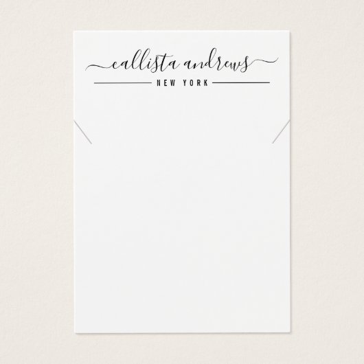 Einfache Schwarz-weiße Script-Nekklassekarte (Vorderseite)