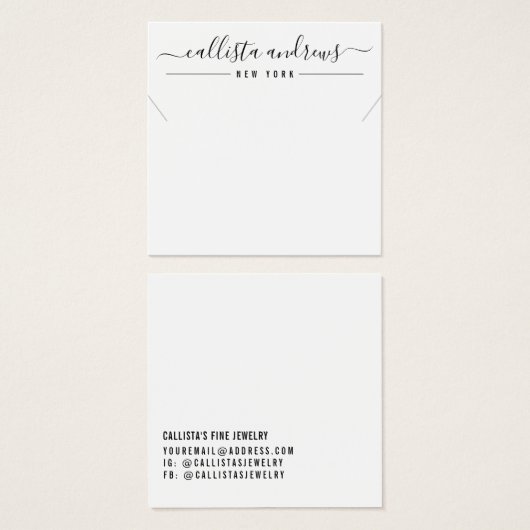 Einfache Schwarz-weiße Script-Nekklassekarte (Vorne & Hinten)