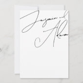 Einfache Schwarz-weiße Script-Typografie-Hochzeit Einladung (Rückseite)