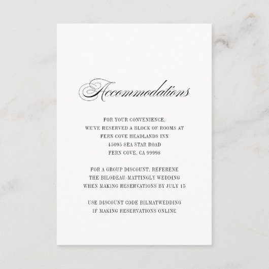 Einfache Schwarz-weiße Skriptaufenthalte Begleitkarte (Vorderseite)