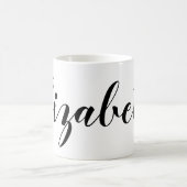 Einfache Schwarz-weiße Skriptbezeichnung Kaffeetasse (Mittel)