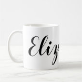 Einfache Schwarz-weiße Skriptbezeichnung Kaffeetasse (Links)