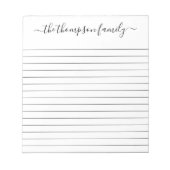 Einfache Schwarz-weiße Skriptfamilie Notizblock (Vorderseite)