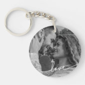 Einfache Schwarz-weiße Skriptkombination Foto Schl Schlüsselanhänger (Vorderseite)