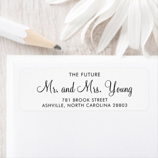 Einfache Schwarz-weiße SkriptWedding-Rücksendeadre (Insitu)