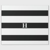 Einfache Schwarz-weiße Streifen Einfache Monogramm Geschenkpapier (Flach)