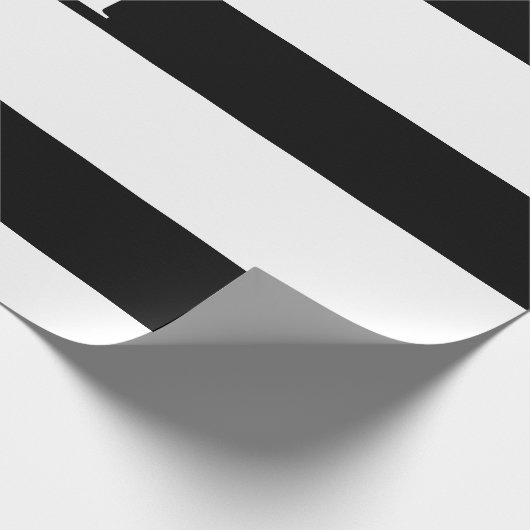 Einfache Schwarz-weiße Streifen Einfache Monogramm Geschenkpapier (Ecke)