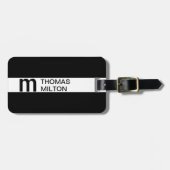Einfache Schwarz-weiße Streifen fett Monogramm Gepäckanhänger (Vorderseite horizontal)