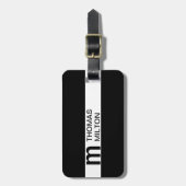 Einfache Schwarz-weiße Streifen fett Monogramm Gepäckanhänger (Vorderseite vertikal)