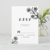 Einfache Schwarz-weiße Typografie, blumengeschmück Einladung (Stehend Vorderseite)