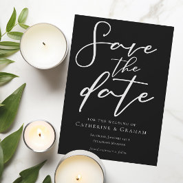 Einfache Schwarz-weiße Typografie Chic Bold Winter Save The Date