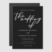 Einfache Schwarz-weiße Typografie Chic Winter Wedd Magneteinladung (Vorne/Hinten)