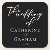 Einfache Schwarz-weiße Typografie Chic Winter Wedd Rechteckiger Pappuntersetzer (Vorderseite)