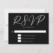 Einfache Schwarz-weiße Typografie Chic Winter Wedd RSVP Karte (Vorderseite)