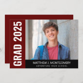 Einfache Schwarz-weiße Typografie Foto Abschluss Ankündigung (Vorne/Hinten)