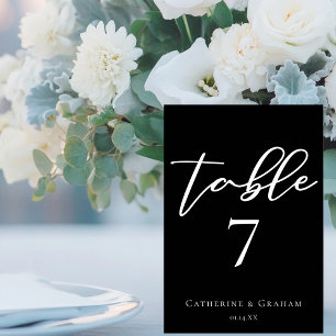 Einfache Schwarz-weiße Typografie Moderne Hochzeit Tischnummer