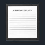 Einfache Schwarz-weiße Typografie Notizblock<br><div class="desc">Berufliches Notizblock mit minimalistischem Design in Schwarz-Weiß-Farbpalette. Benutzerdefiniertes Monogramm Initial und Name auf einem einfachen,  weißen Hintergrund,  gerahmt durch einen schwarzen Rahmen. Personalisieren Sie die Eingabe mit den angegebenen Feldern,  oder wenden Sie sich mit der Schaltfläche 'Nachricht' an den Designer,  um Hilfe zu erhalten.</div>
