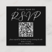 Einfache Schwarz-weiße Typografie QR Code Wedding Begleitkarte (Vorderseite)