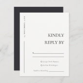 Einfache Schwarz-weiße Typografie RSVP Karte (Vorne/Hinten)