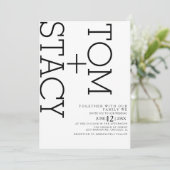 Einfache Schwarz-weiße Typografie Ultra Bold Weddi Einladung (Stehend Vorderseite)