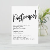 Einfache Schwarz-weiße vertagte Hochzeitsankündigu Einladung (Stehend Vorderseite)