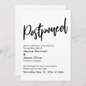 Einfache Schwarz-weiße vertagte Hochzeitsankündigu Einladung (Vorne/Hinten)