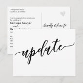 Einfache Schwarz-weiße, verzögerte Hochzeitserklär Postkarte (Vorne/Hinten)