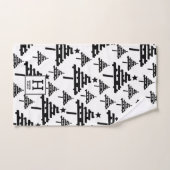 Einfache Schwarz-weiße Weihnachtsbaum Monogram Badhandtuch Set (Handtuch)