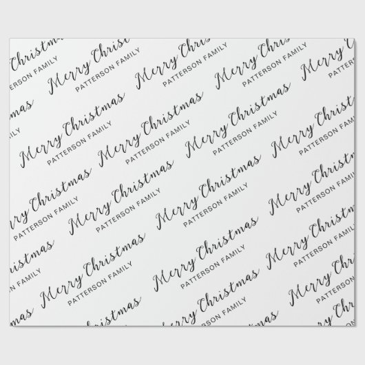 Einfache Schwarz-weiße Weihnachtsfamilie Geschenkpapier (Flach)